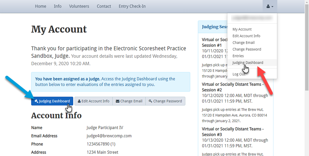Access the Judging Dashboard